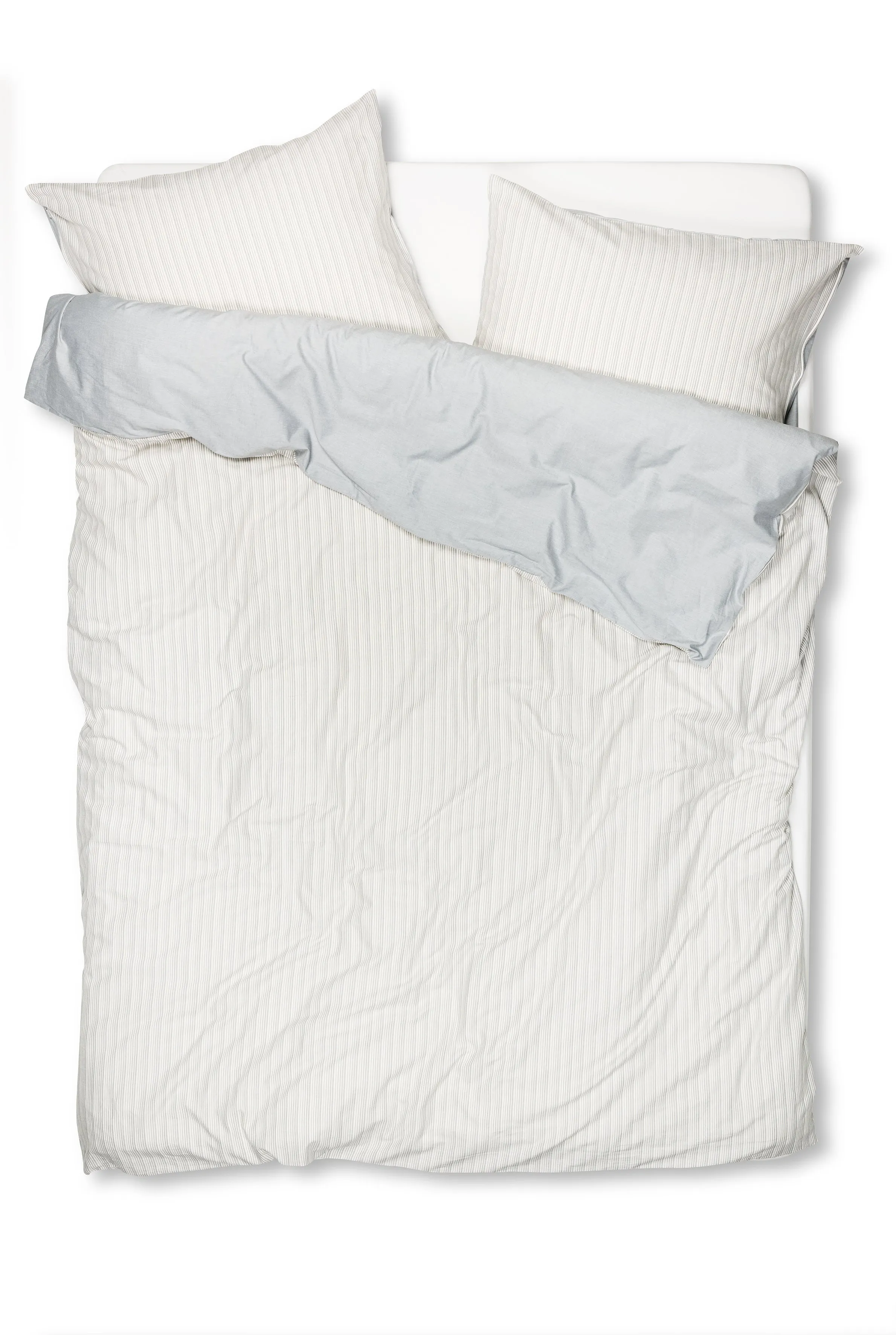 Pima Cotton Percale Bedding "Burano Stripes" - Grey Stripe