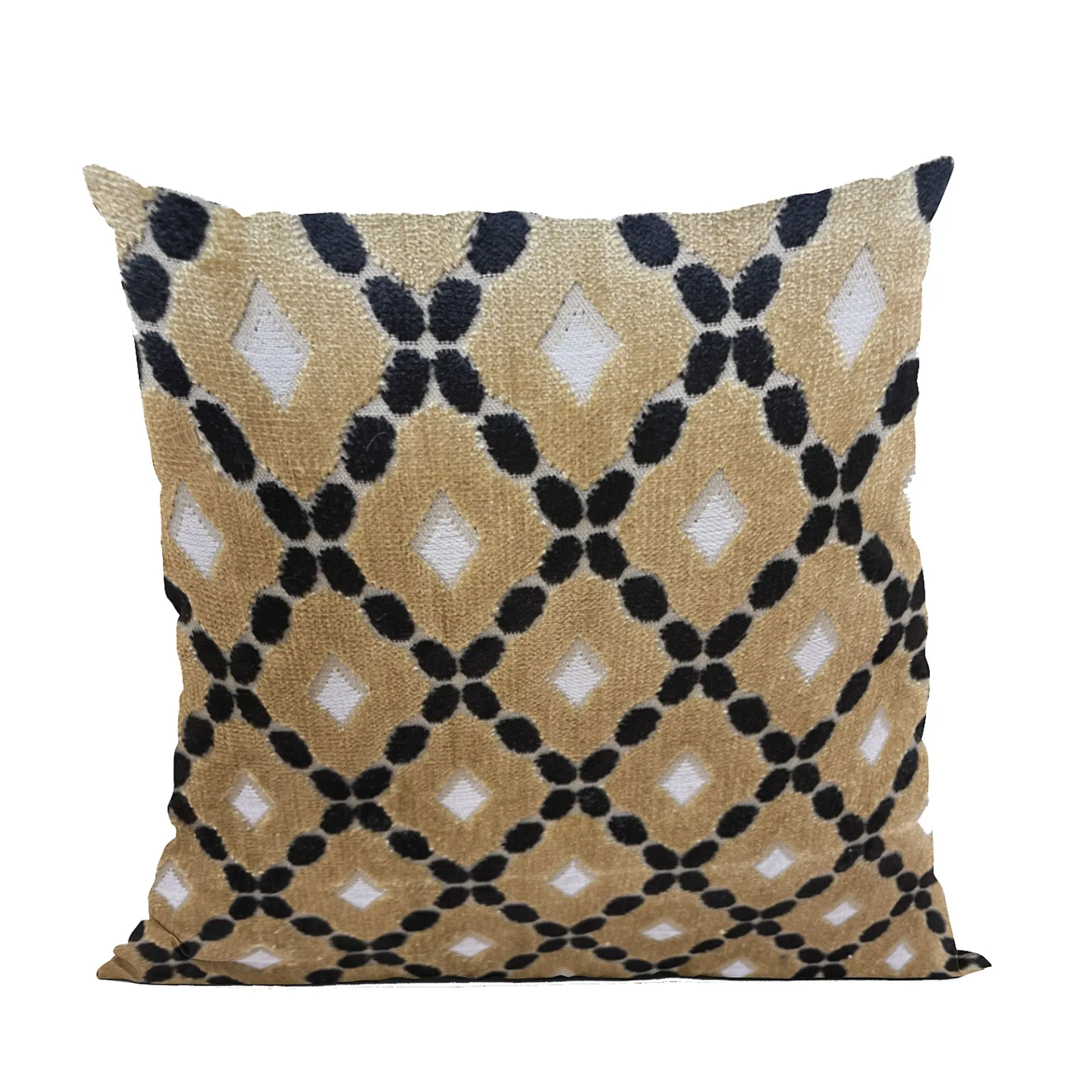 Plutus Velvet Majestic Gold, Black, Cream Handmade Luxury Pillow