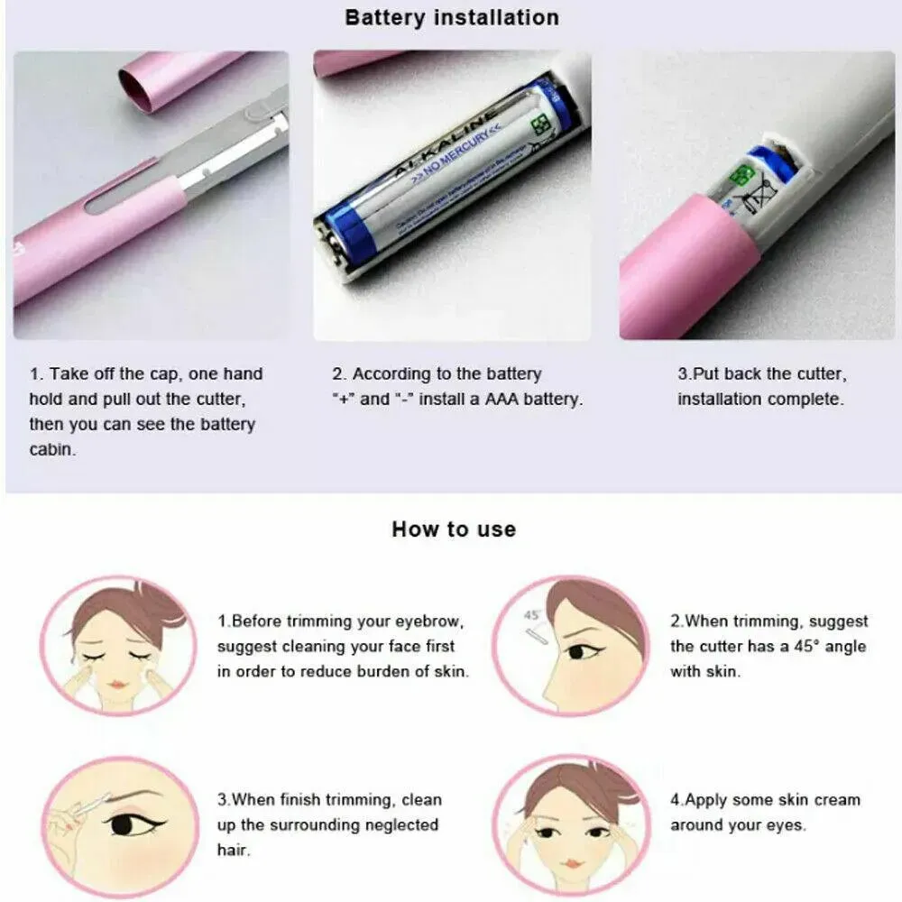 Portable Electric Epilator Eyebrow Remover Shaving Facial Hair Trimmer Women Multi-Use!