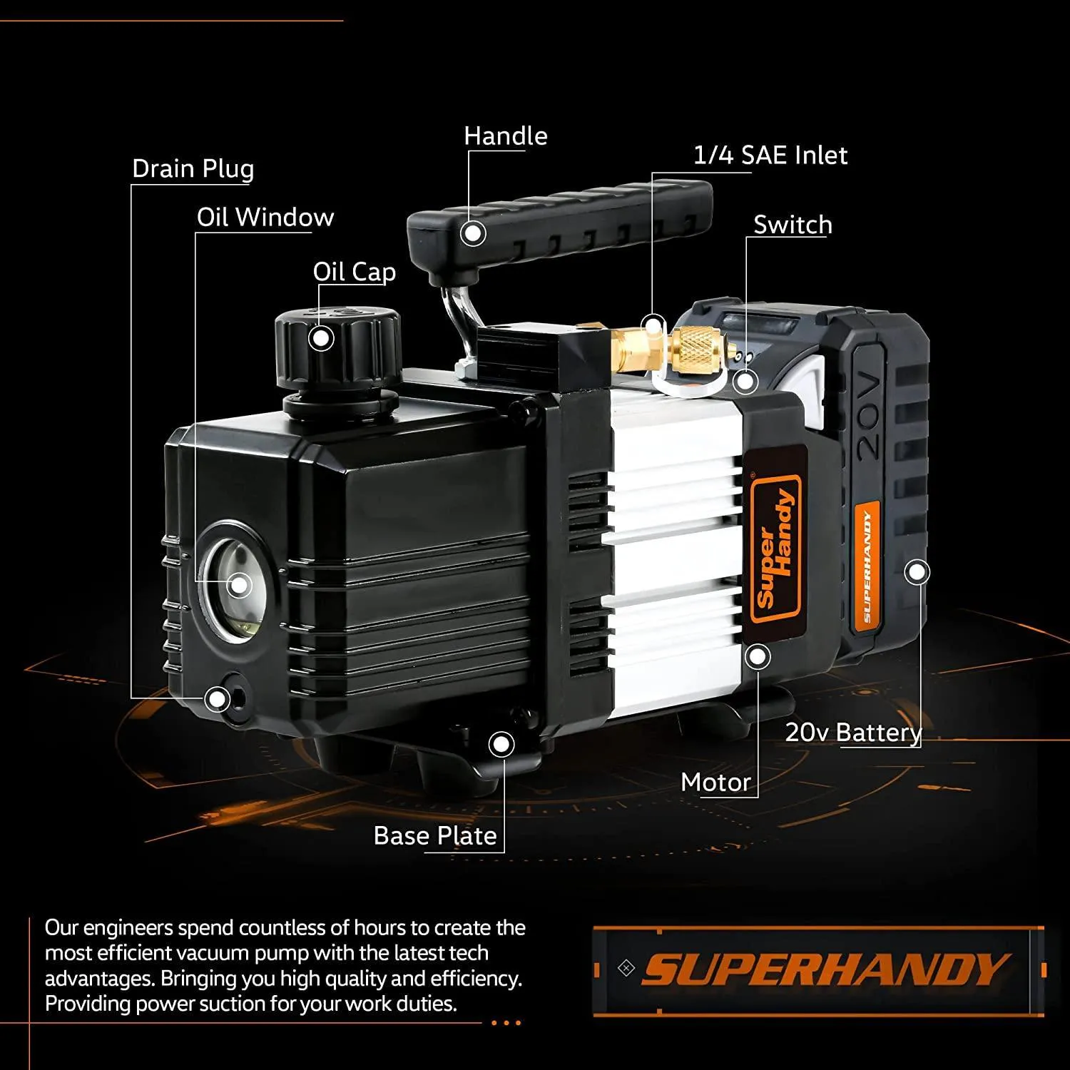 Portable Vacuum Pump - 20V 2Ah Battery, Single Stage 3CFM