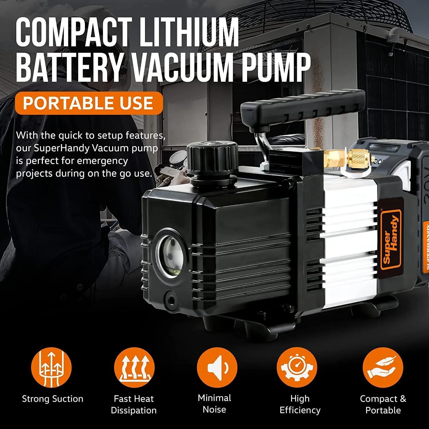 Portable Vacuum Pump - 20V 2Ah Battery, Single Stage 3CFM