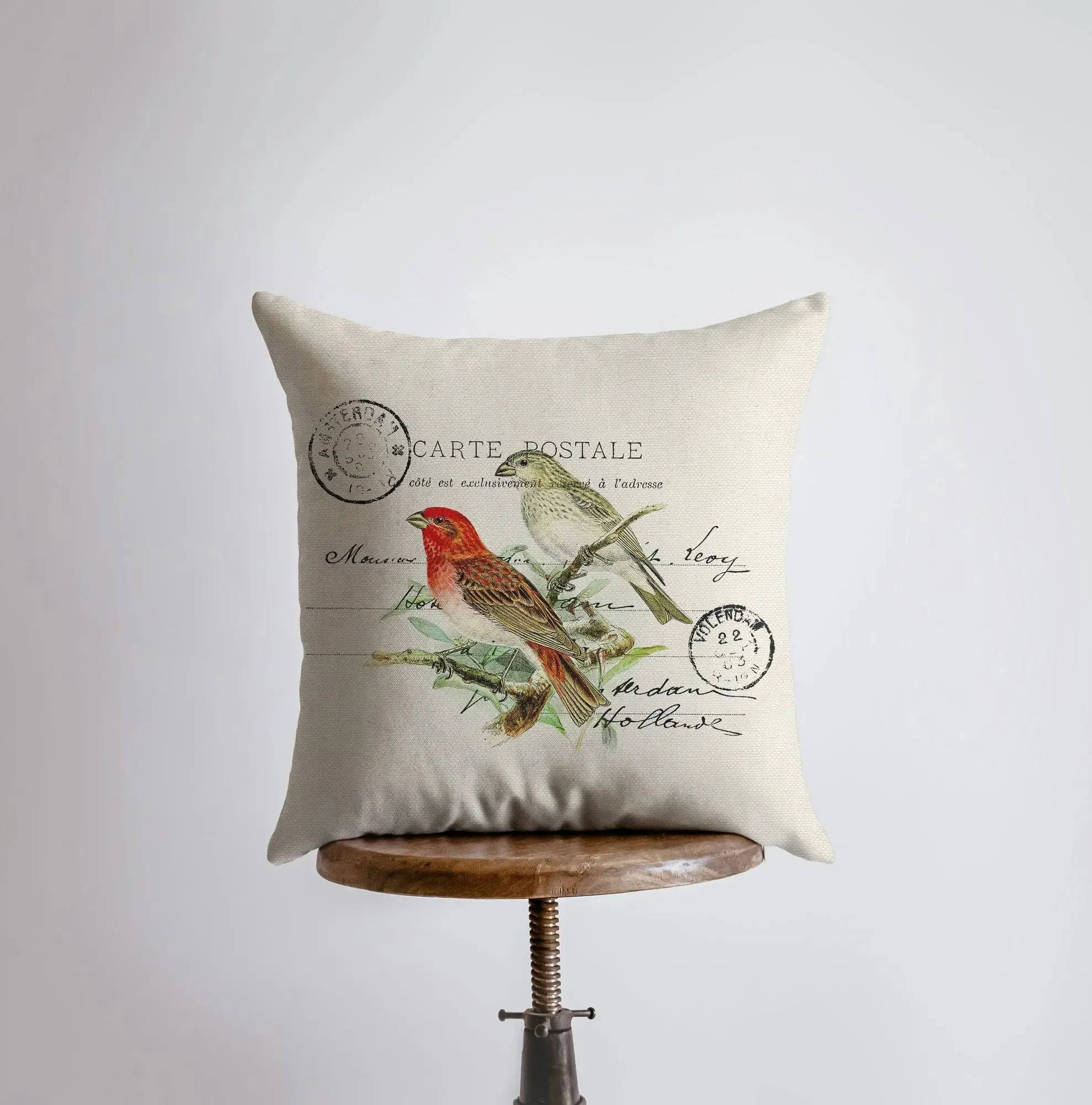 Postcard Birds | Pillow Cover | Bird Nest | Pillow | Farmhouse Decor | Home Decor | Throw Pillow | Gift for her | Cute Decor | Country Decor