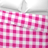 Preppy Surfer Girl Hot Pink Gingham Duvet Cover