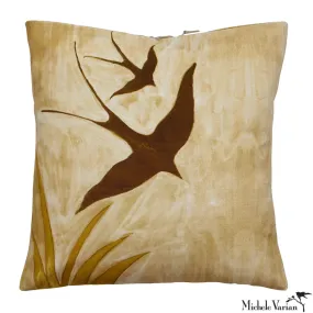 Printed Velvet Pillow Swoop Butter 20x20