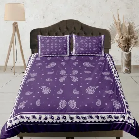 Purple bandana duvet cover set, aesthetic room decor bedding set full, king, queen size, abstract boho bedspread, luxury bed cover