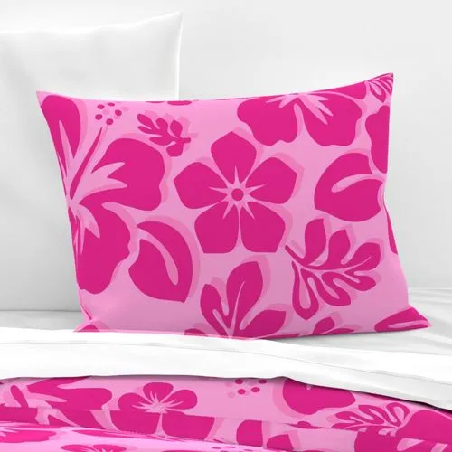 Raspberry Pinks Hawaiian Flowers Sheet Set from Surfer Bedding™️ Medium Scale