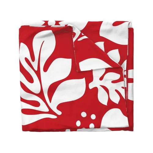 Red and White Hibiscus and Hawaiian Flowers Duvet Cover -Large Scale