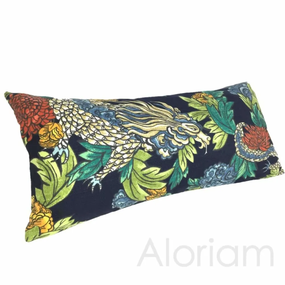 Robert Allen Dwell Studio Ming Dragon Chinoiserie Pillow Cover in Admiral Blue