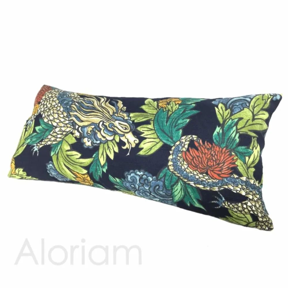 Robert Allen Dwell Studio Ming Dragon Chinoiserie Pillow Cover in Admiral Blue