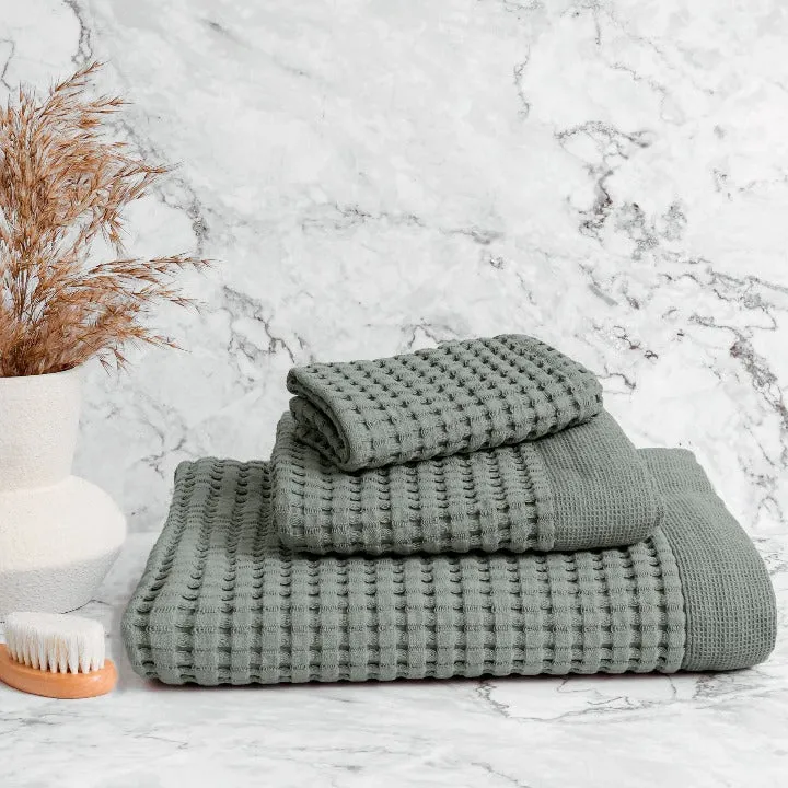 Sage Grey Towel Set in Gift Bag, Modern Style