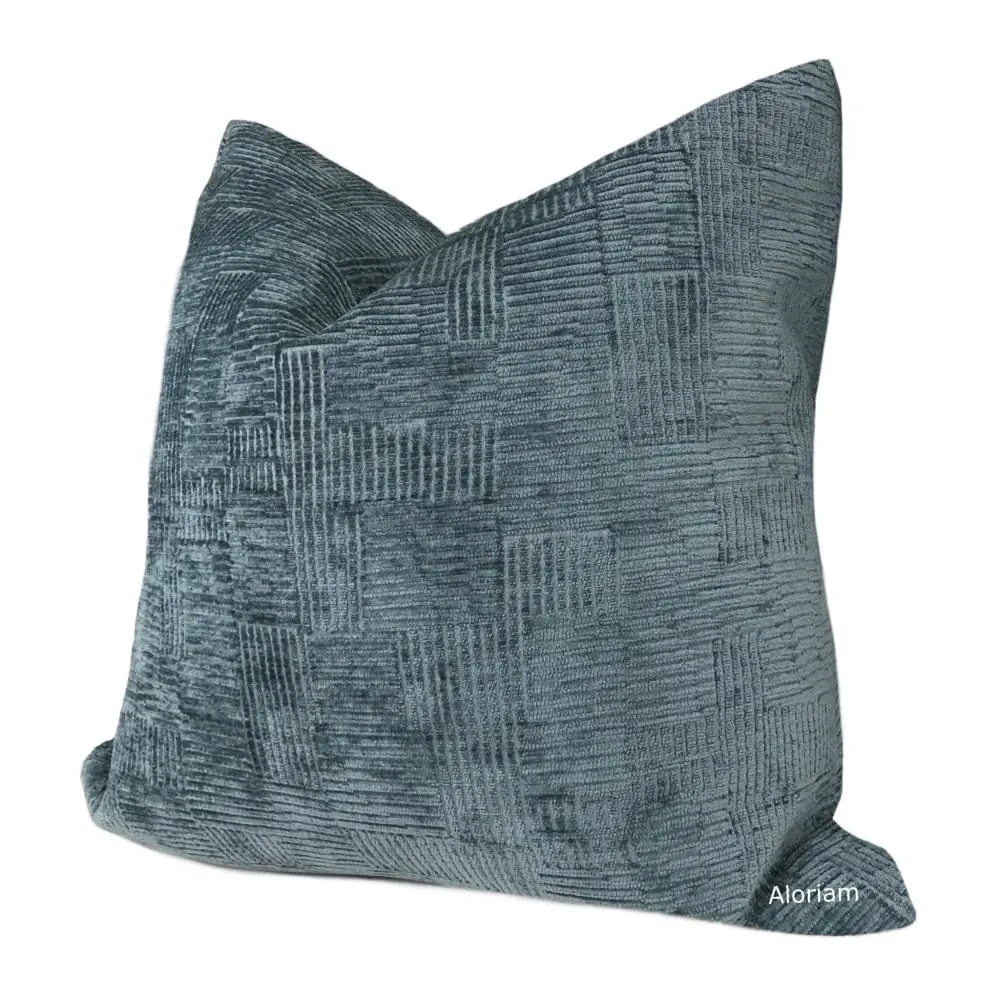 Samuel Indigo Blue Crosshatch Textured Chenille Pillow Cover