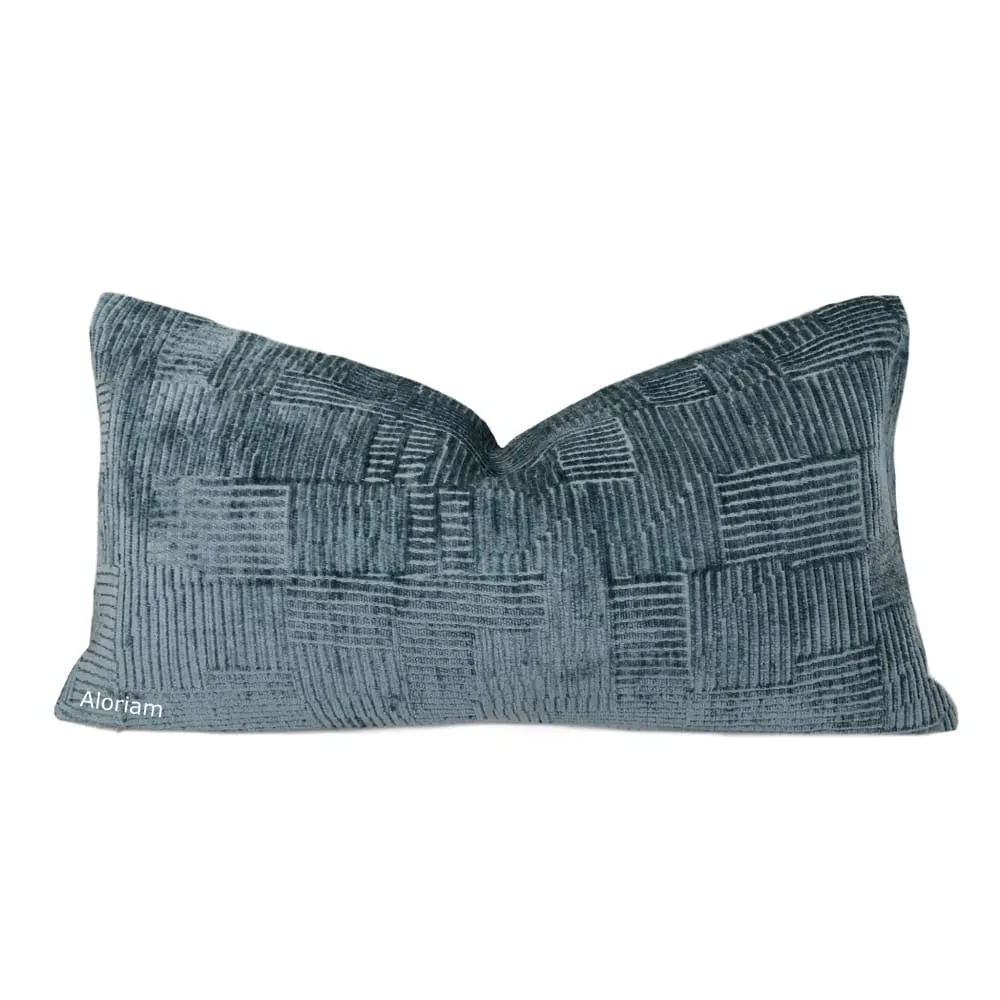 Samuel Indigo Blue Crosshatch Textured Chenille Pillow Cover