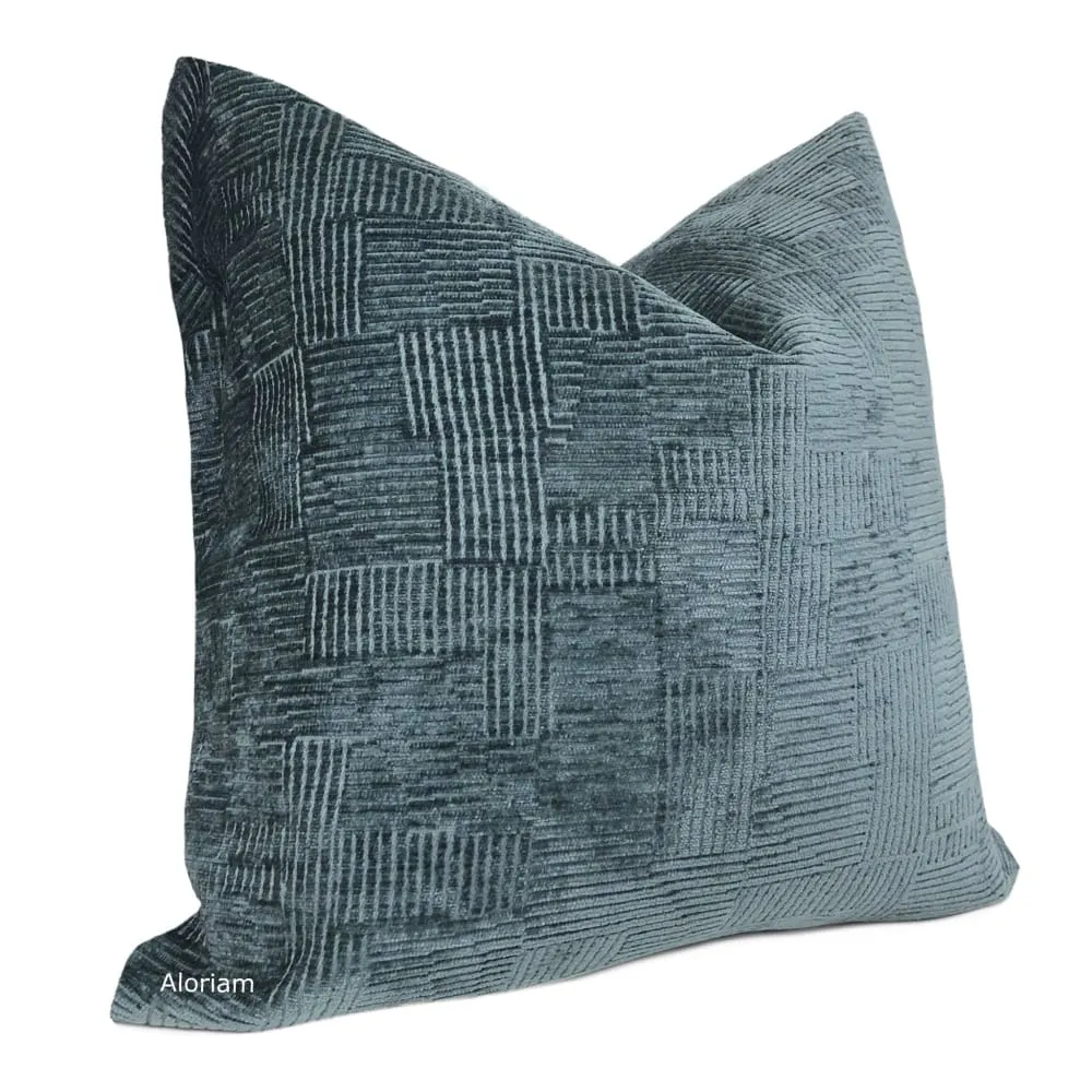 Samuel Indigo Blue Crosshatch Textured Chenille Pillow Cover