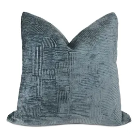 Samuel Indigo Blue Crosshatch Textured Chenille Pillow Cover