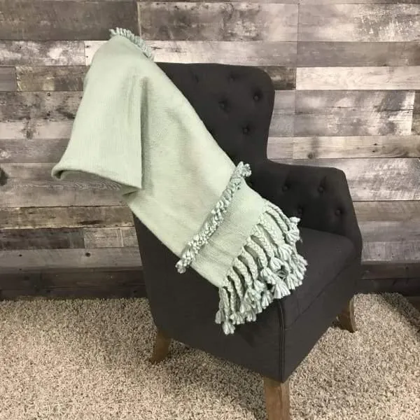 Sea green hand woven non twisted throw