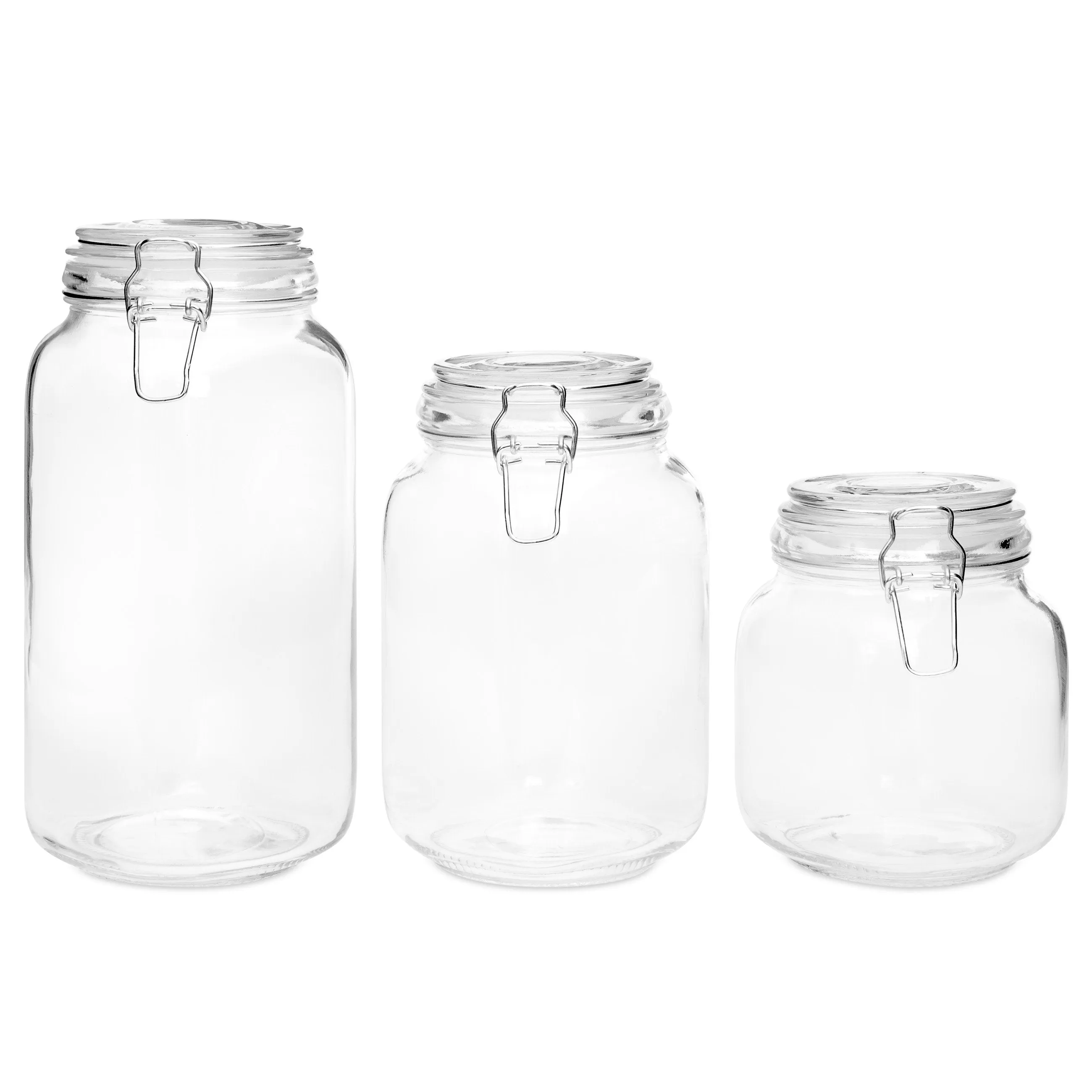 Set of 5 Glass Mason Jars w/ Clip-Top, 10 Stickers, Chalk - Clear