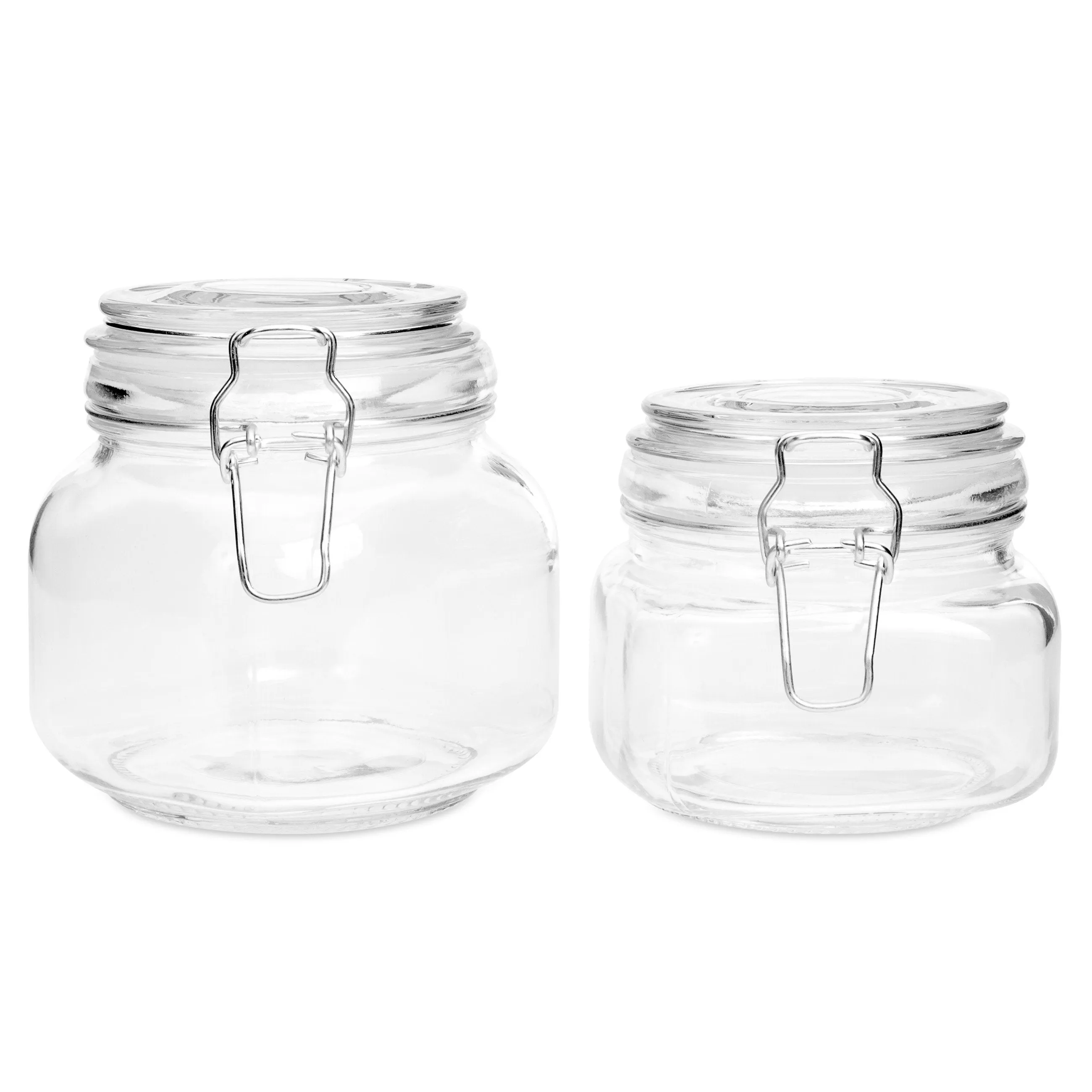 Set of 5 Glass Mason Jars w/ Clip-Top, 10 Stickers, Chalk - Clear