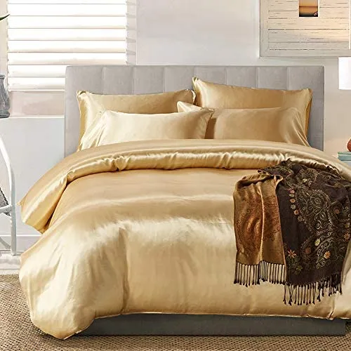 Silky Duvet Cover Set White  Luxurious Quilt Cover