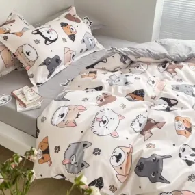 Single size 4 pieces, brown cute dogs design.