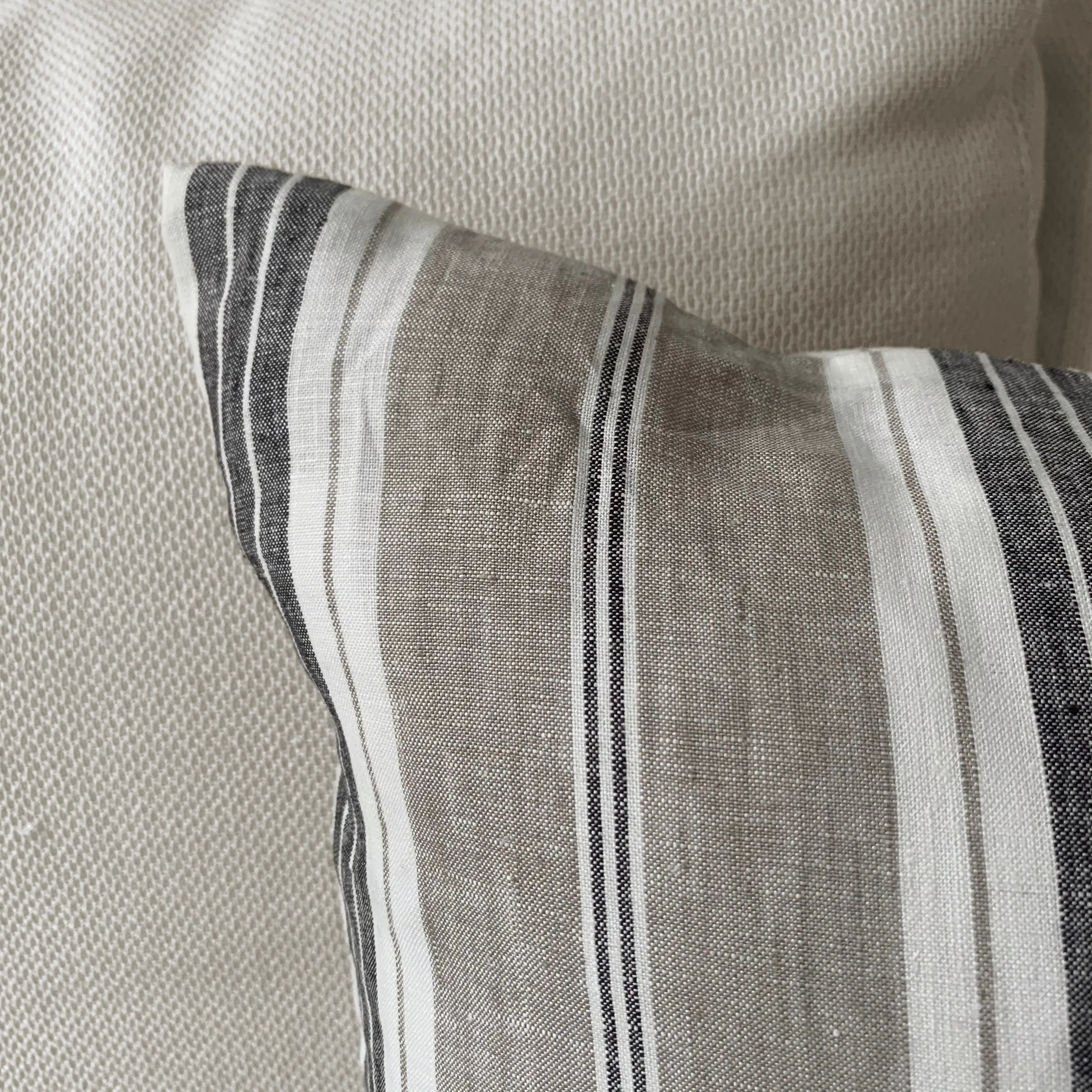 Slate 100% Linen Striped Throw Pillow Cover 20x20