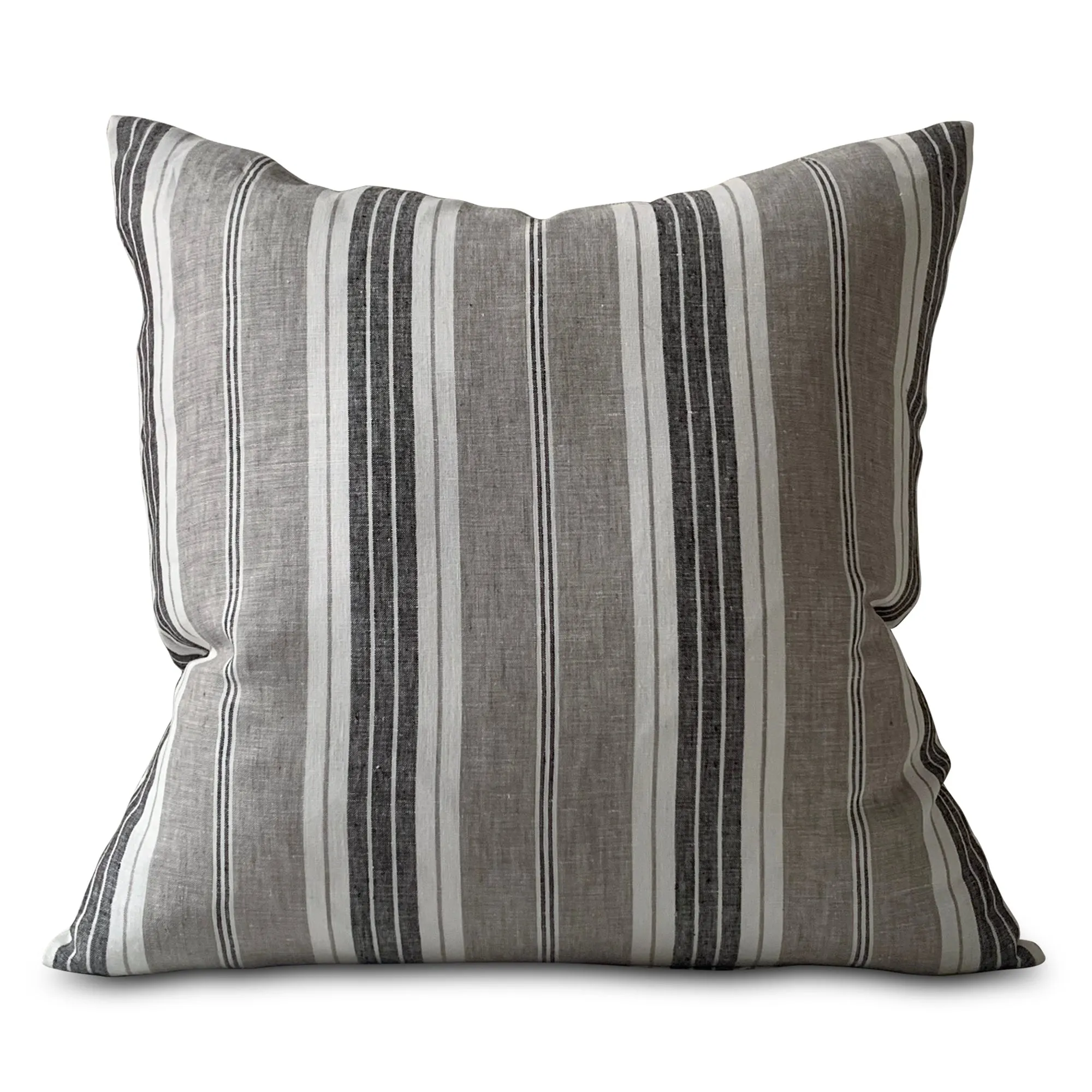 Slate 100% Linen Striped Throw Pillow Cover 20x20