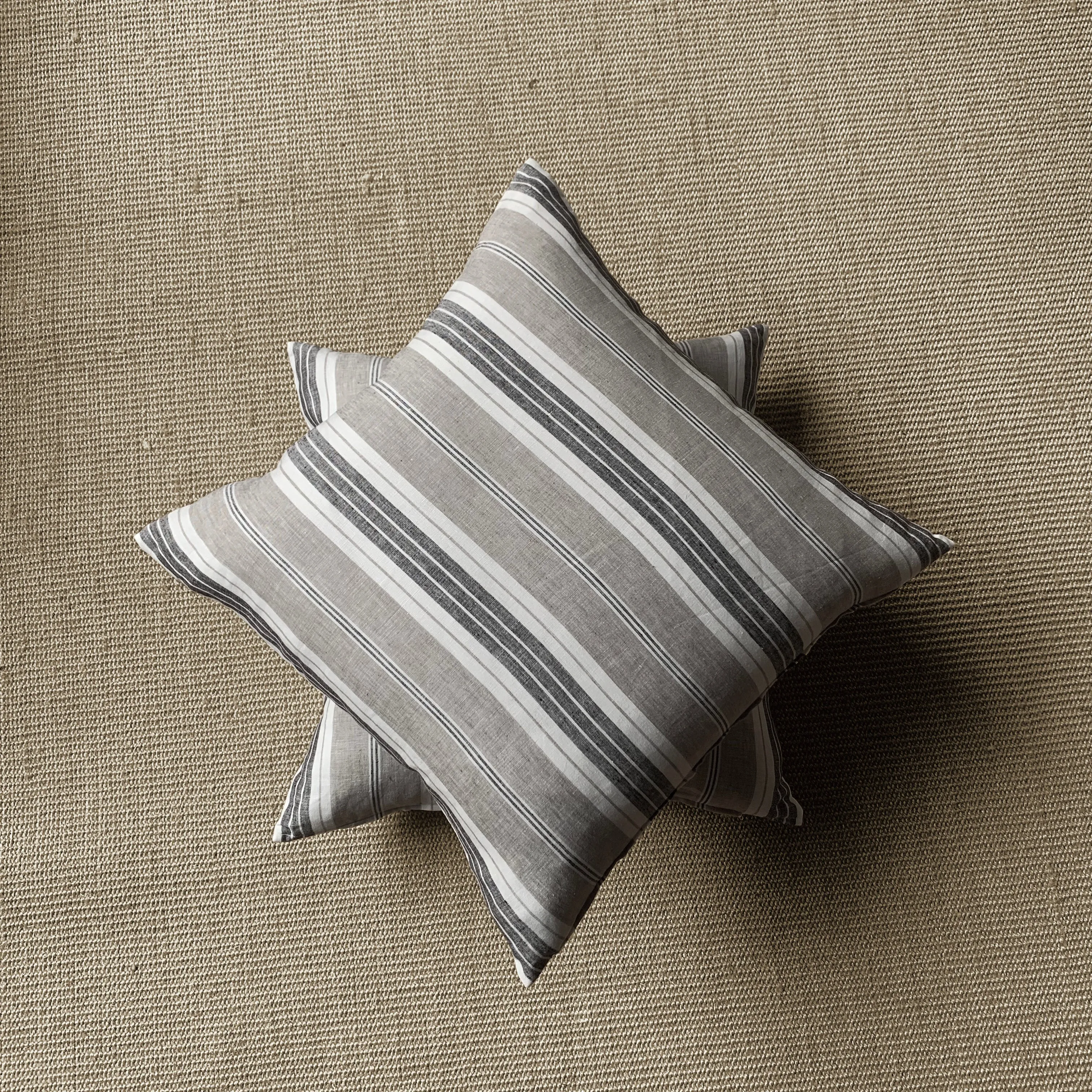 Slate 100% Linen Striped Throw Pillow Cover 20x20