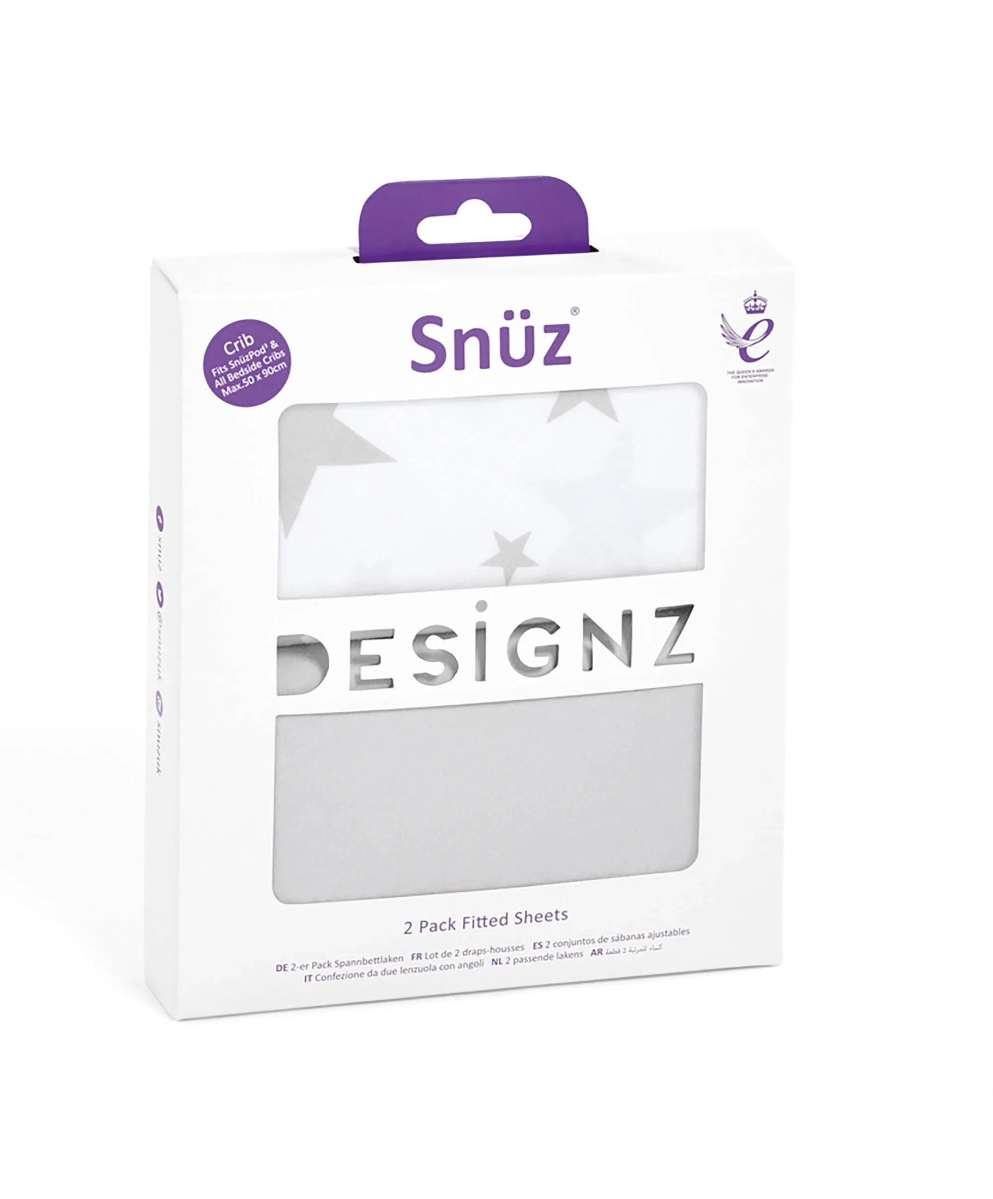 Snuz Fitted Crib Sheets 2 Pack - Grey Star