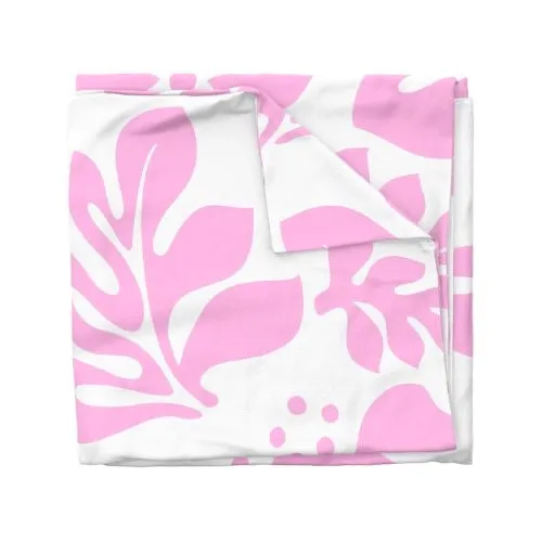 Soft Pink Hawaiian Hibiscus Flowers on White Duvet Cover -Large Scale