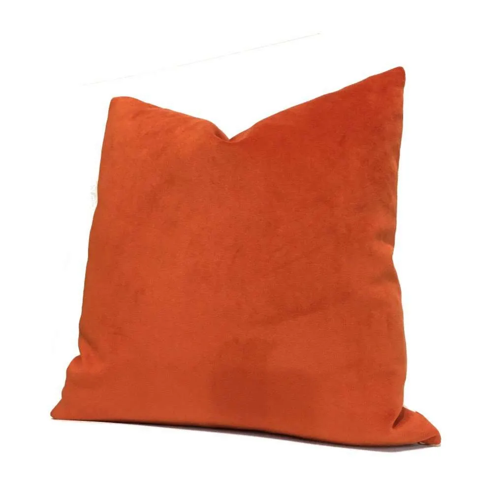 Solid Orange Brooklyn Velvet Pillow Cover