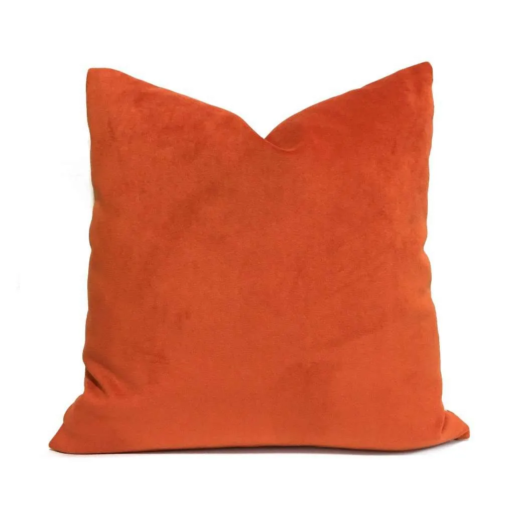 Solid Orange Brooklyn Velvet Pillow Cover