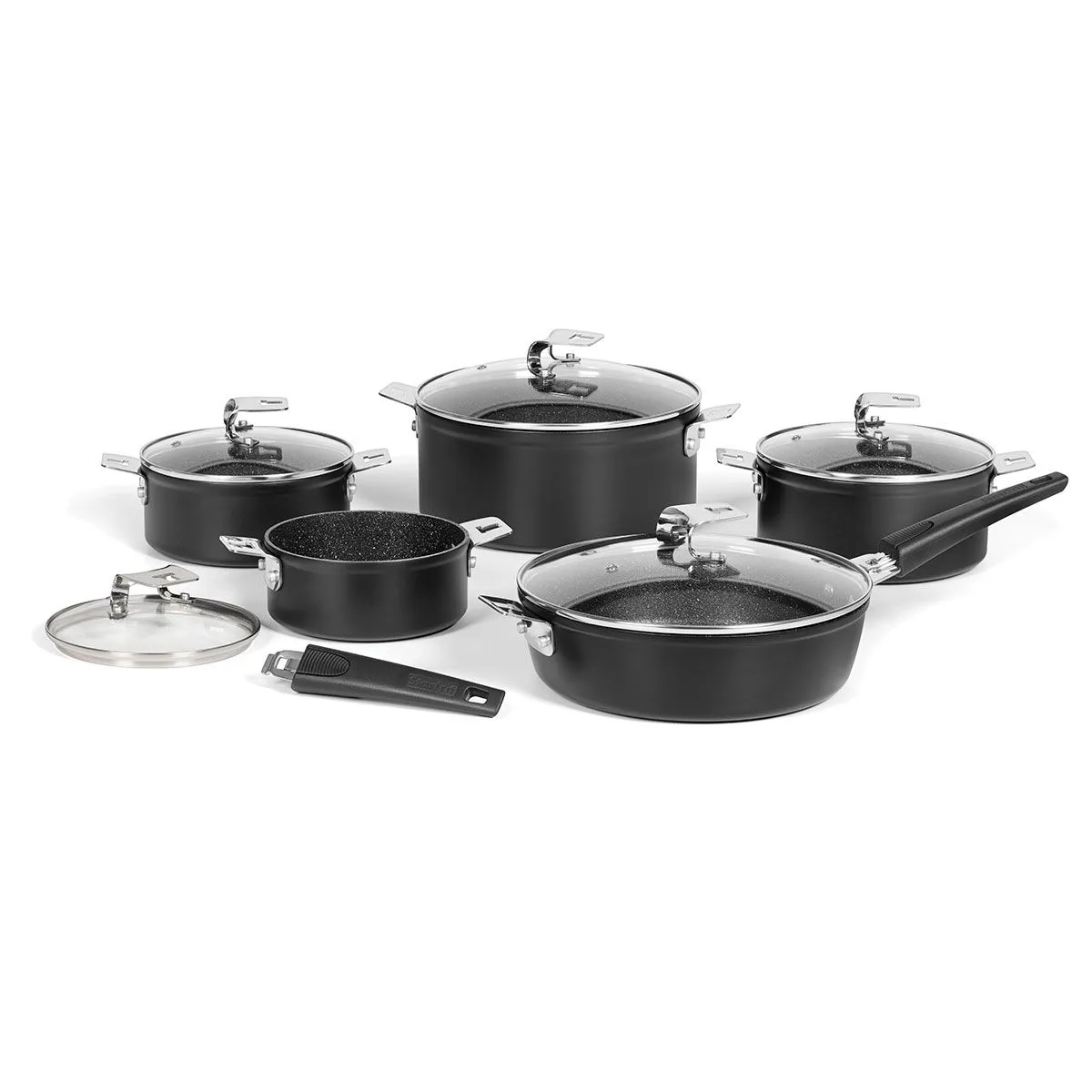 Starfrit® The Rock - Space-Saving 12-Piece Set with Detachable Handle