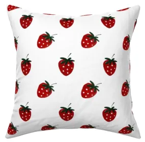 Strawberry Block Printed Linen Pillow Cover: Available in 10 Sizes