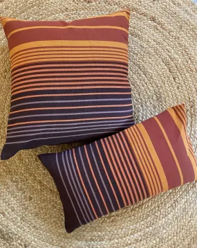 Striped Orange and Brown Pillow Cover | SUNSET