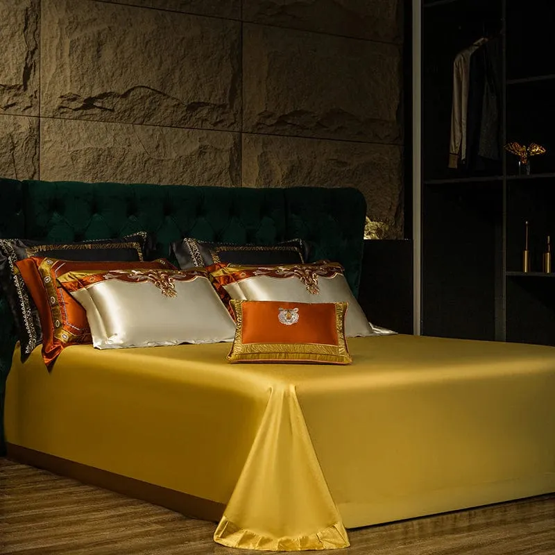 Sultan's Finest Royal Gold Style Collection Luxury Duvet Set Egyptian Cotton With Golden Embroidery