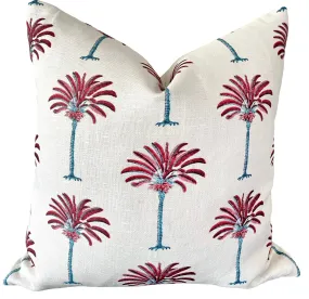 “Surreal Palms” Block Printed Linen Pillow Cover: Available in 10 Sizes