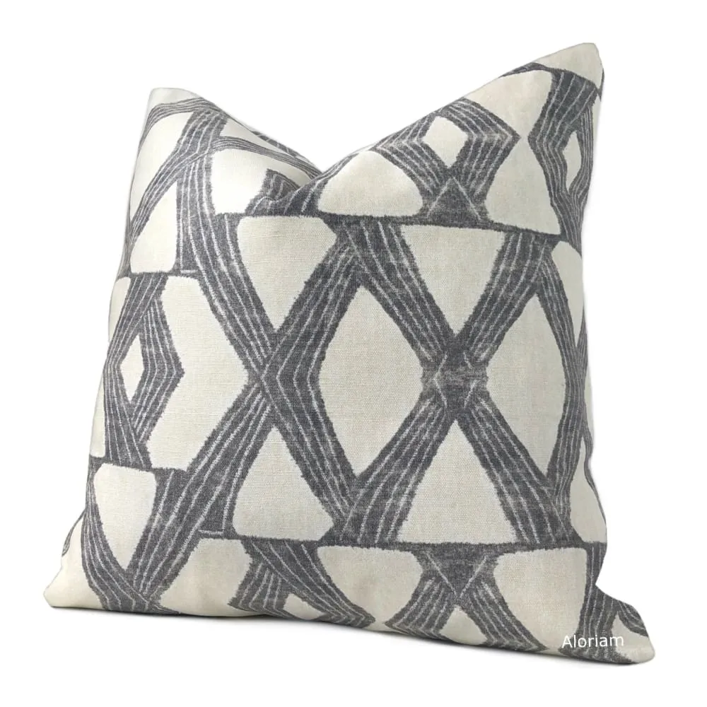 Tanaka Gray Cream X Print Pillow Cover (Fabric by the Yard available)