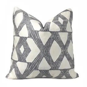 Tanaka Gray Cream X Print Pillow Cover (Fabric by the Yard available)