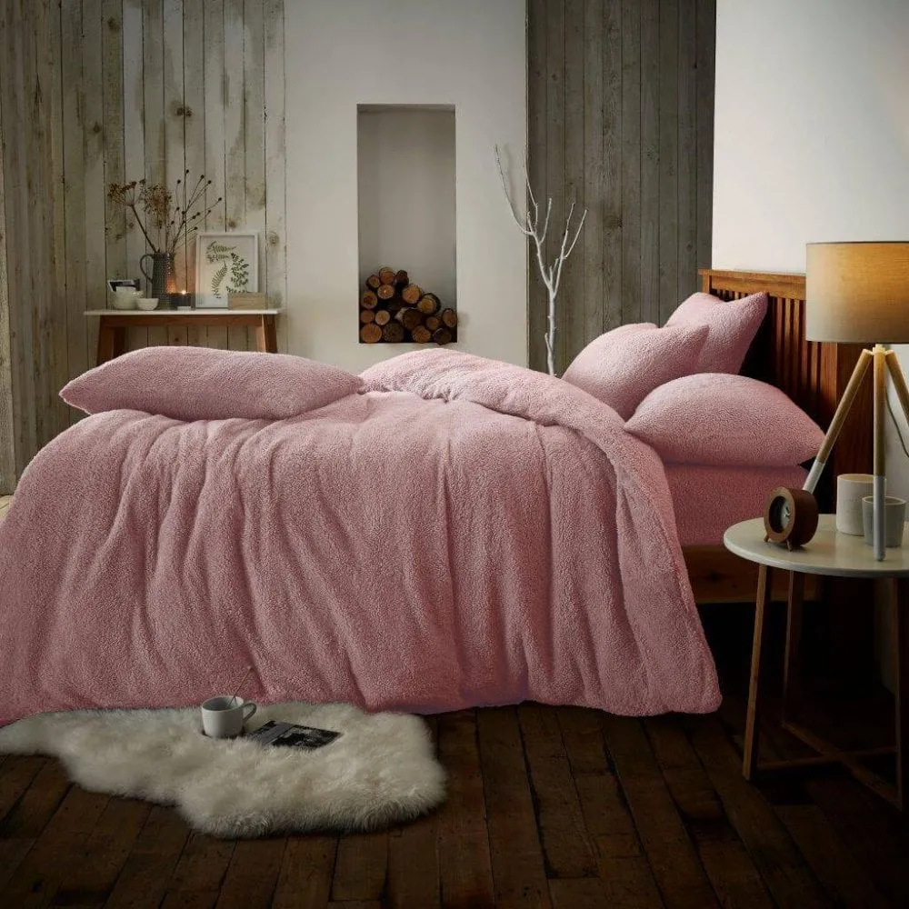 Teddy Fleece Snuggle Pink Duvet Set - Single/Double/King