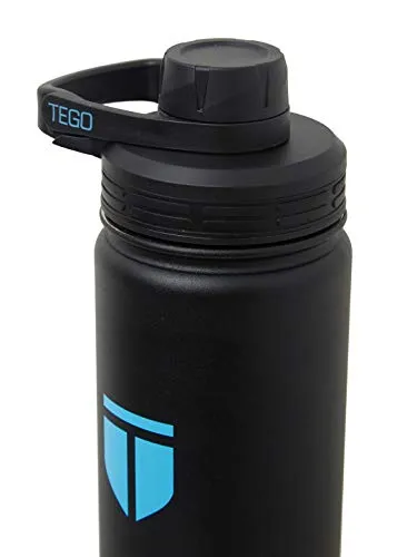 TEGO - Rapid Water Bottle - Vaccum Sealed Steel with Cleaning Brush - Black Blue