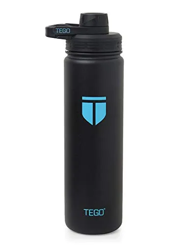 TEGO - Rapid Water Bottle - Vaccum Sealed Steel with Cleaning Brush - Black Blue