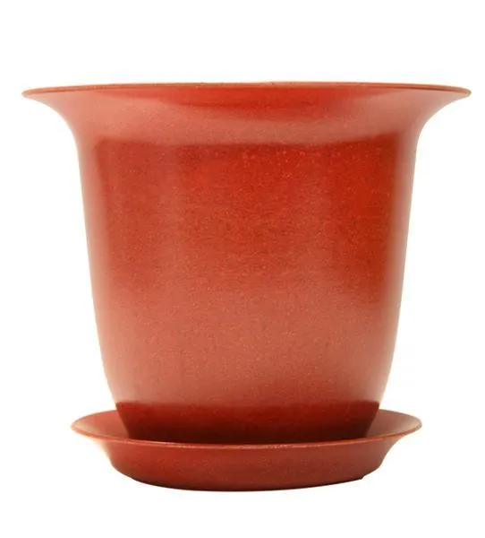 TerraCycle Fiber Pot & Saucer - Red 6"- set of 4