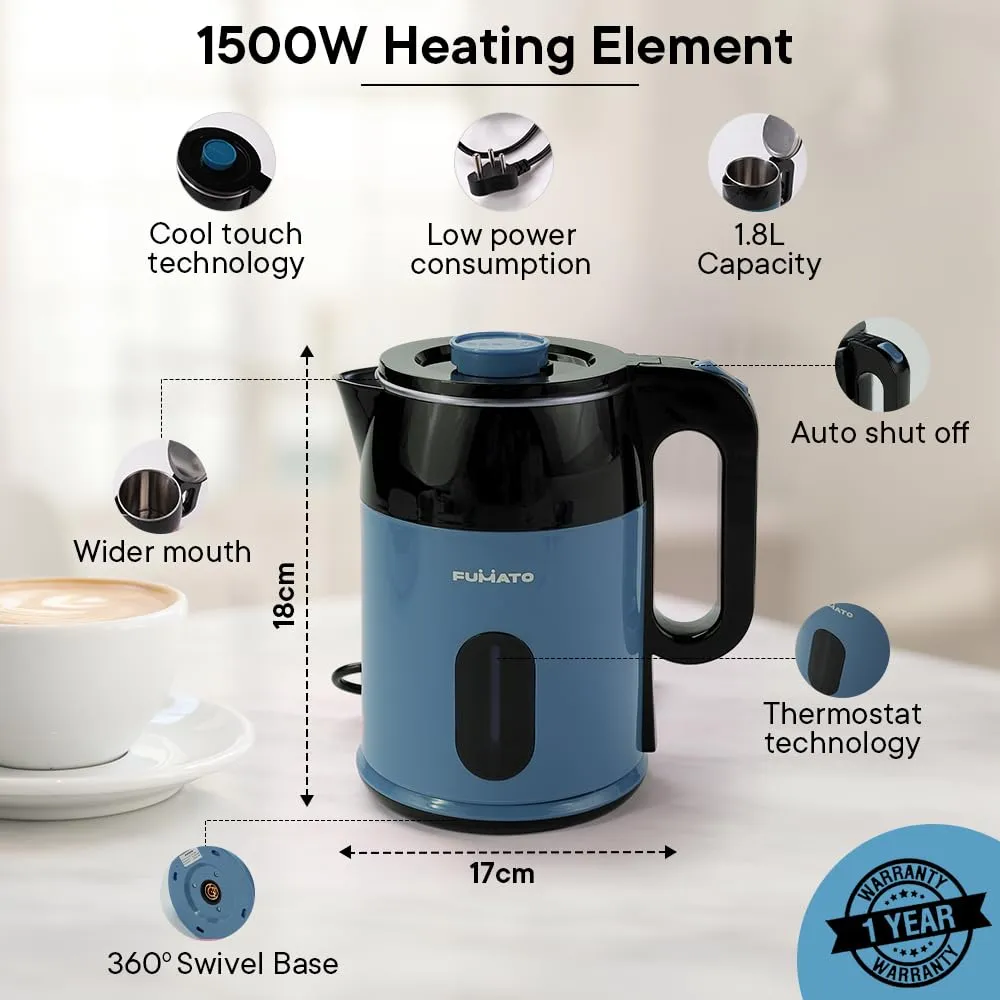 The Better Home FUMATO Anniversary, Wedding Gifts for Couples- 1.8L Electric Kettle   3-in-1 Electric Cooker, Boiler & Steamer | House Warming Gifts for New Home | 1 Year Warranty (Midnight Blue)