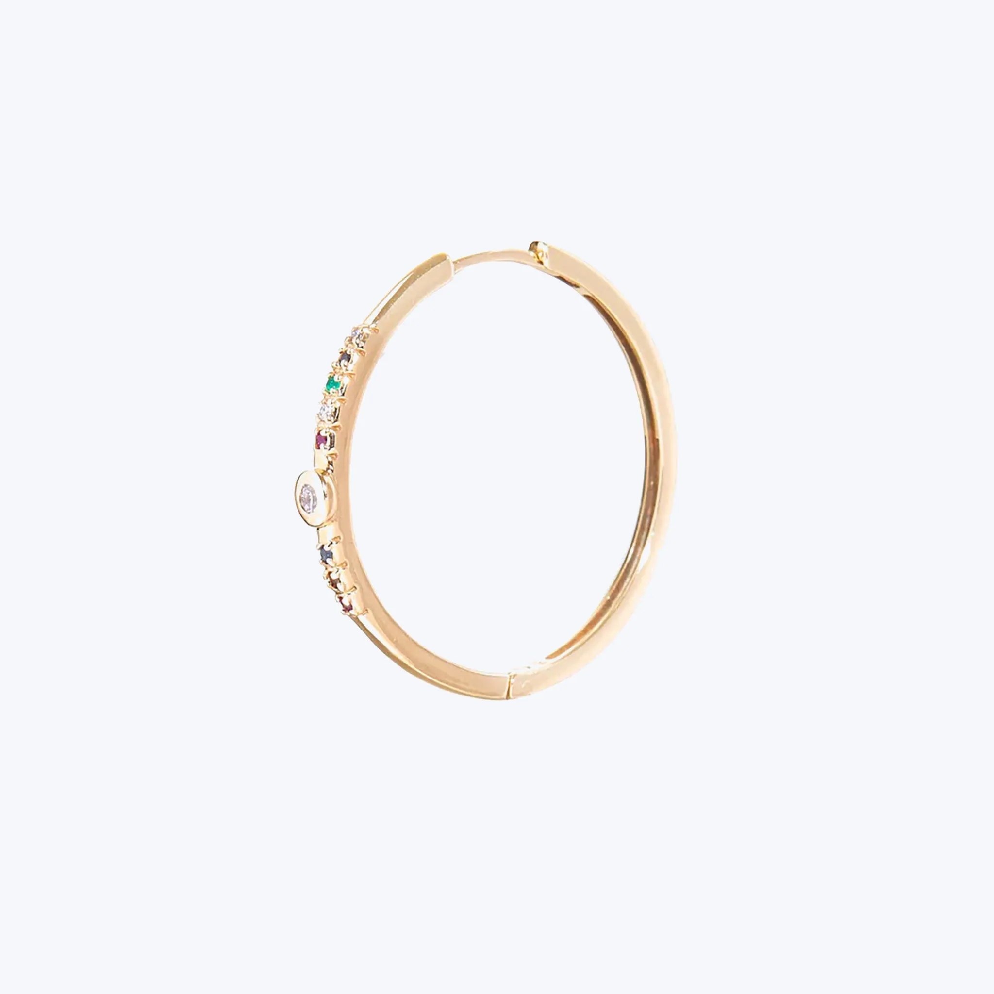 The Diamond Bezel Rainbow Gem Hoop