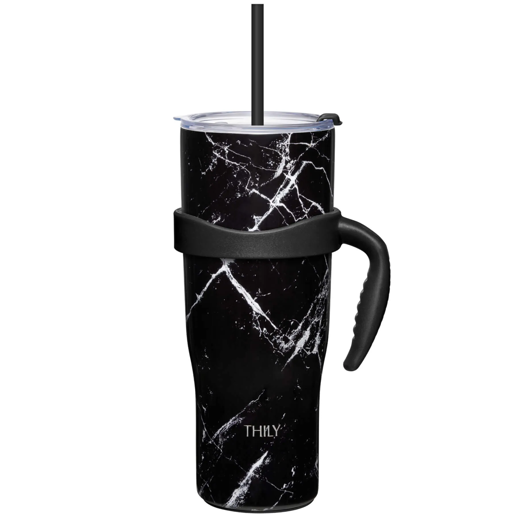 Travel Mug with Handle | 40 oz | Black Marble