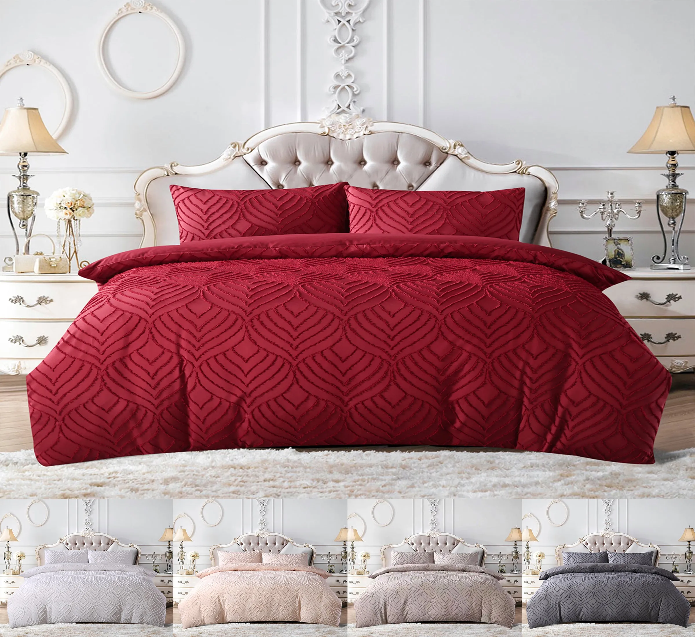 Tufted Duvet Cover Microfiber Bedroom Bed Set Quilt Cover Set with Pillow Cases