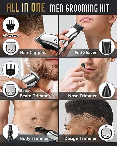 Ufree Beard Trimmer for Men, Waterproof Electric Razor Hair Trimmer, Cordless Hair Clippers Shavers for Men, Mens Grooming Kit for Nose Mustache Body Facial, Gifts for Men Husband Father