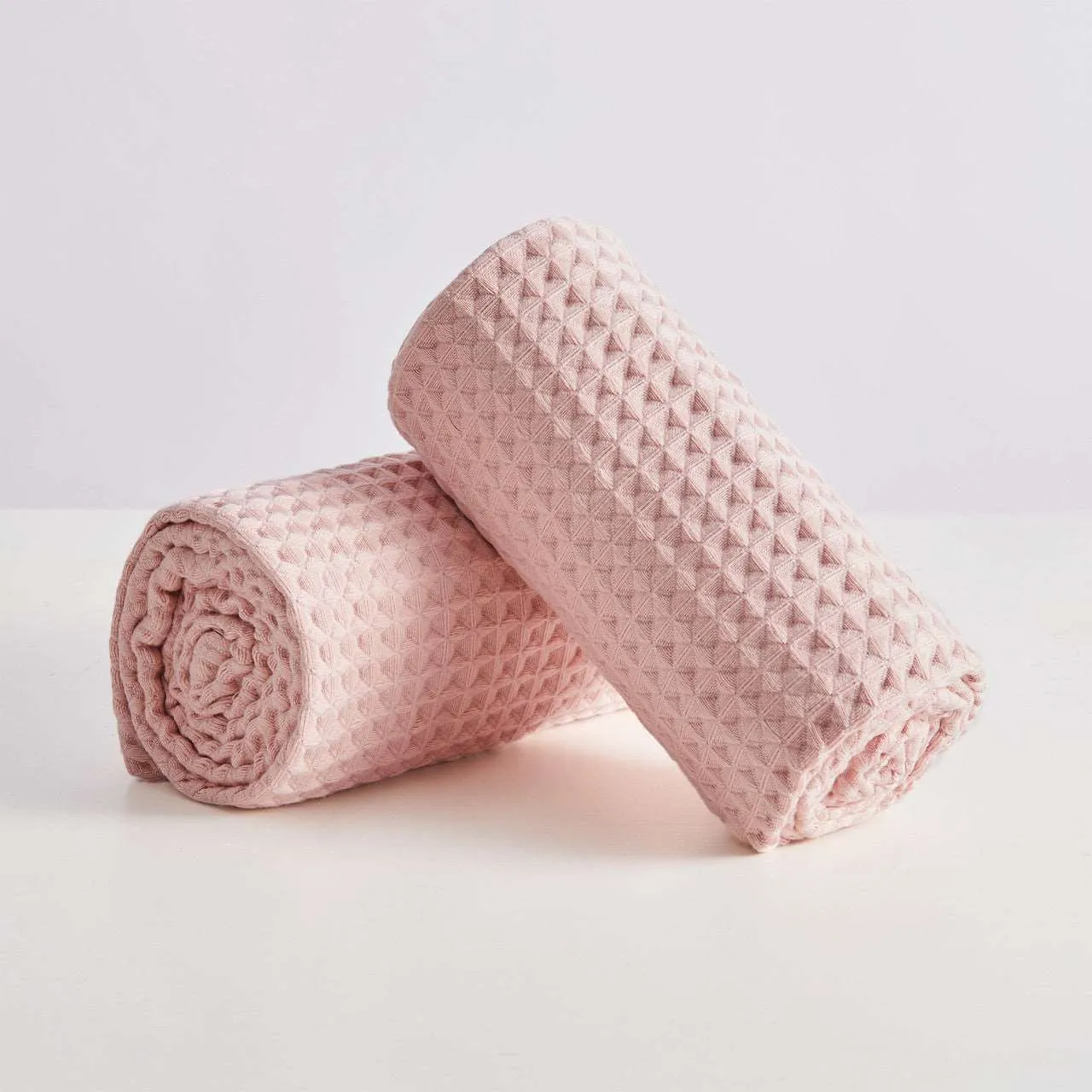 Waffle Bath Towels -Pink Color- Set of 2