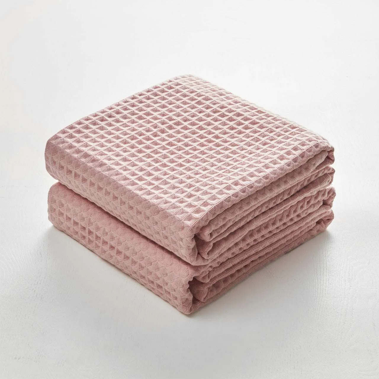 Waffle Bath Towels -Pink Color- Set of 2