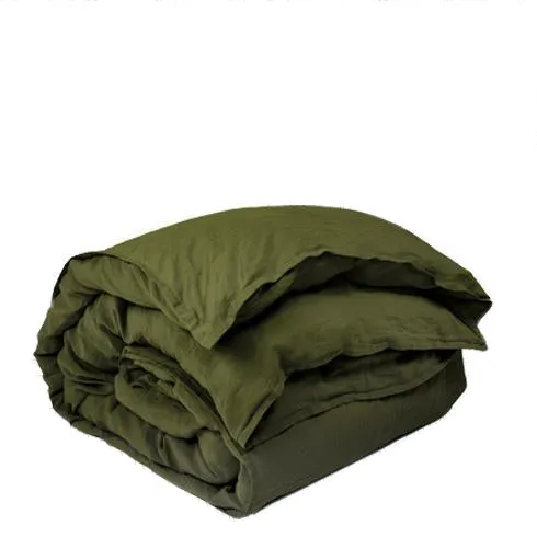 Washed Linen Bedding in Olive