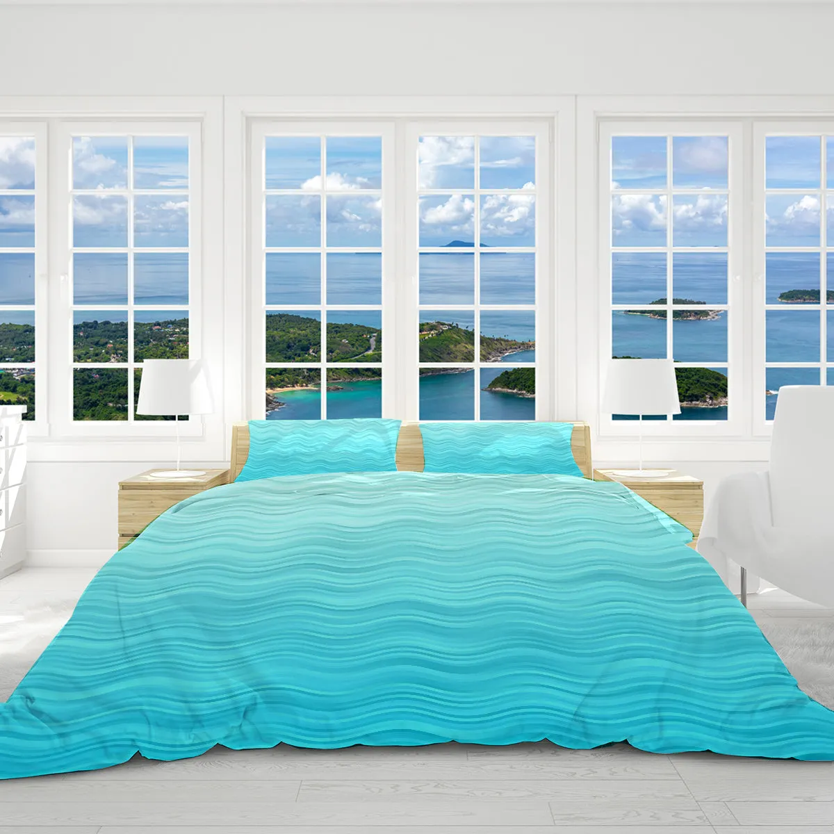 Waves of Blue Reversible Bedcover Set